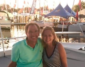 donavan lane and mary beth geraci are happy yacht buyers having used advice from catamaran guru