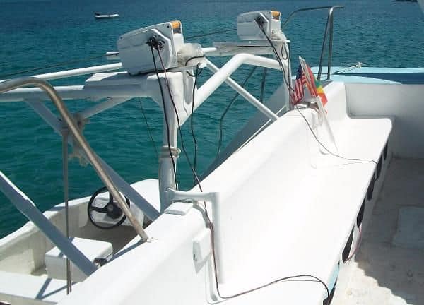 1989 fincat power catamaran dinghy davits
