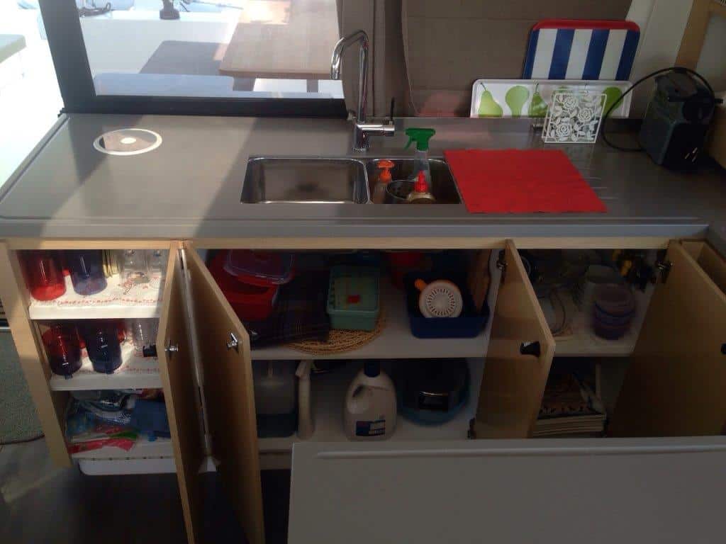 Helia 44 galley storage cabinets