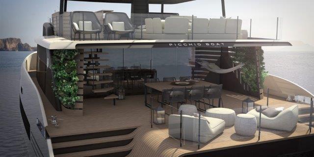 woodpecker boat concept catamaran picchio aft deck