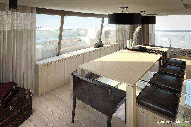 woodpecker boat concept catamaran picchio indoor dining room