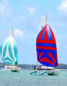 Lagoon 450 S names zuri sailing under spinnaker