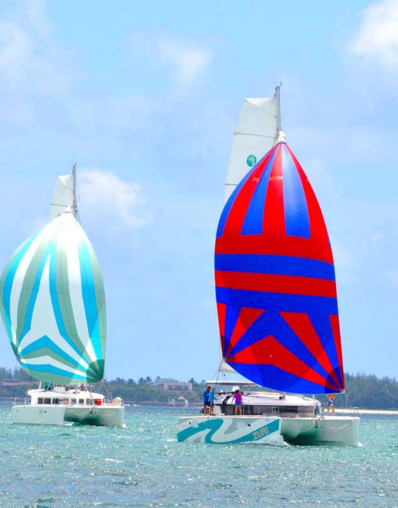 Lagoon 450 S names zuri sailing under spinnaker