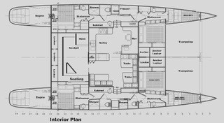 1998 hughes cruiser catamaran interior plan layout