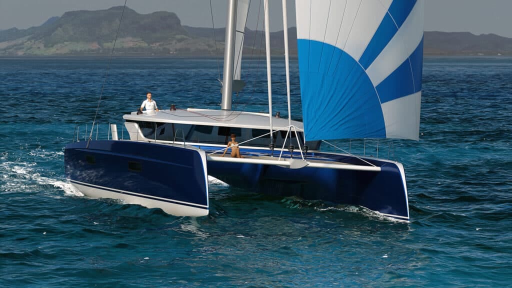 tan-66-bows | The Catamaran Gurus tan 66 sails up
