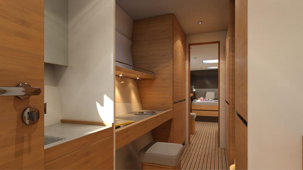 tan-66-master-ensuite | The Catamaran Gurus tan 66 master ensuite bath
