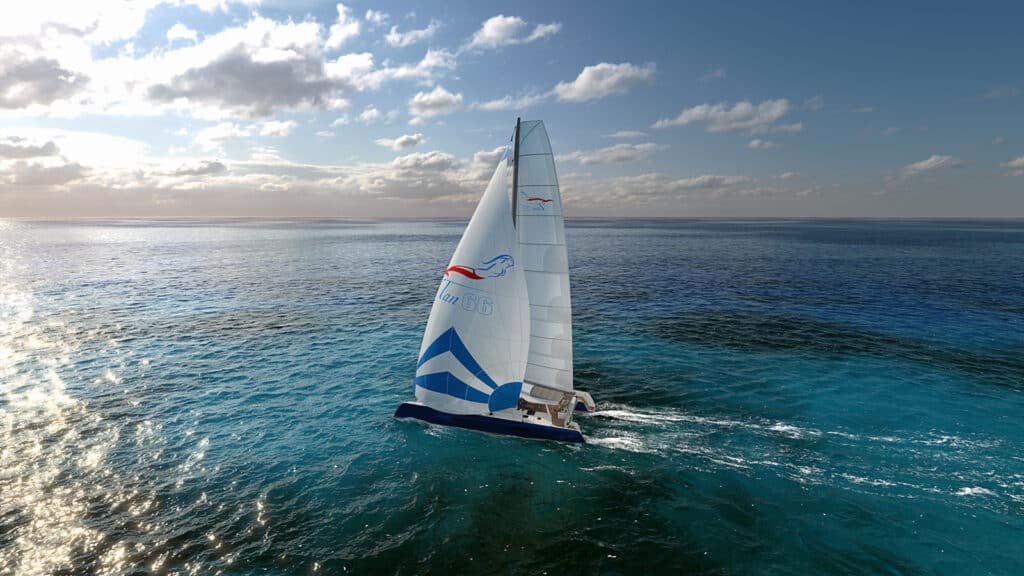 tan-66-sailing-2 | The Catamaran Gurus tan 66 aerial view