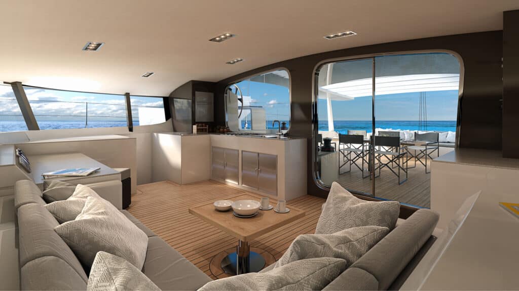 tan-66-saloon-2 | The Catamaran Gurus tan 66 saloon dining