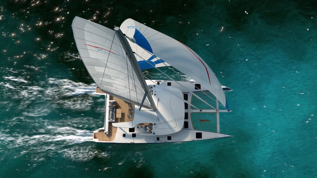 tan-66-top-view | The Catamaran Gurus tan 66 from above