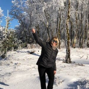 christine buttigieg enjoying the snow