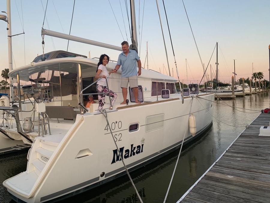 jim-linda-stitt-makjim and linda stitt aboard makai their catamaran that they sold with the help of yacht broker christine buttigiegai-catamaran-christine-buttigieg-yacht-broker | The Catamaran Gurus jim and linda stitt aboard makai their catamaran that they sold with the help of yacht broker christine buttigieg