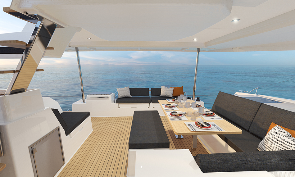 FP Tanna 47 cockpit dining | The Catamaran Gurus FP Tanna 47 cockpit dining