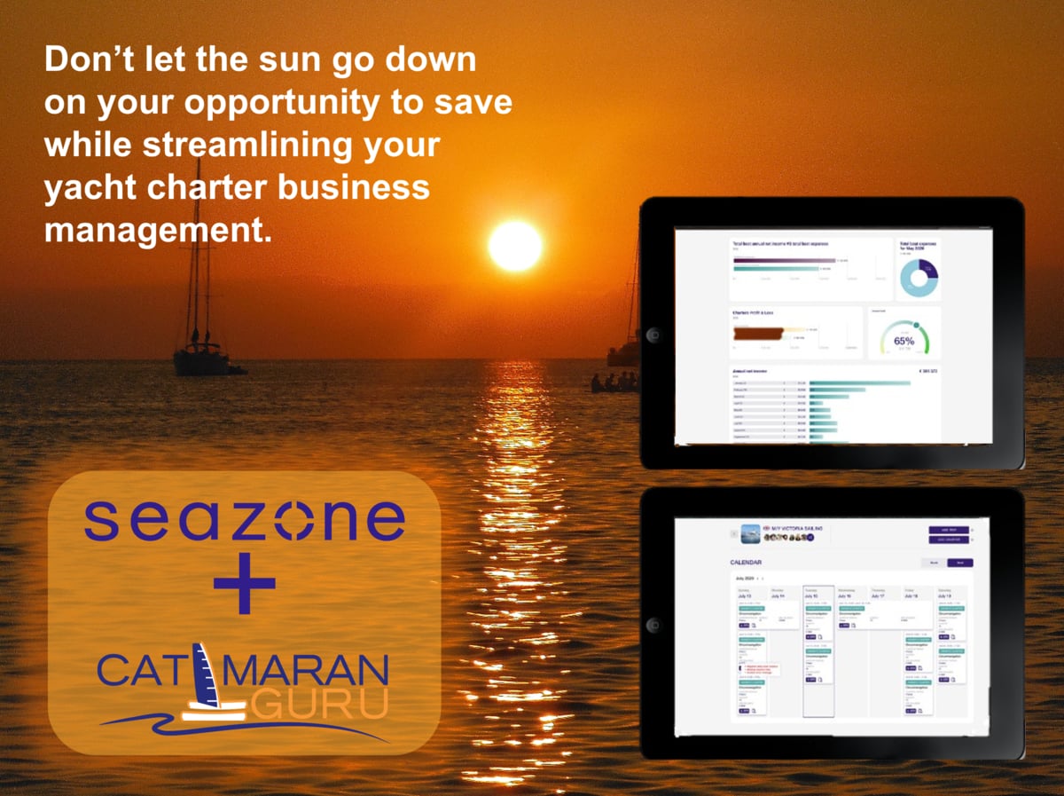 seazone and catamaran guru team up to offer a discount for yacht owners to streamline their business with a specialized app | The Catamaran Gurus seazone and catamaran guru team up to offer a discount for yacht owners to streamline their business with a specialized app