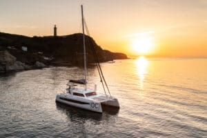 catana ocean class 50 anchored at sunset | The Catamaran Gurus | The Catamaran Gurus catana ocean class 50 anchored at sunset