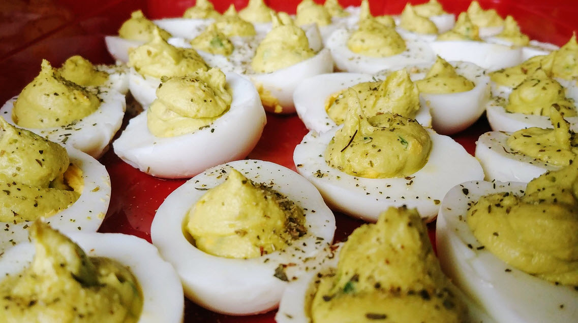 deviled avocado eggs
