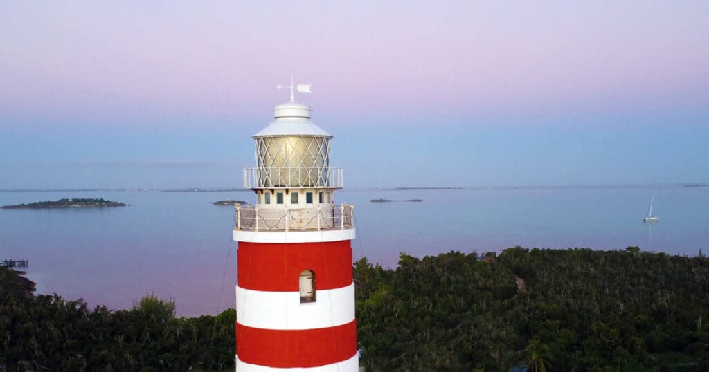 hope town lighthouse lantern overlooking the harbor